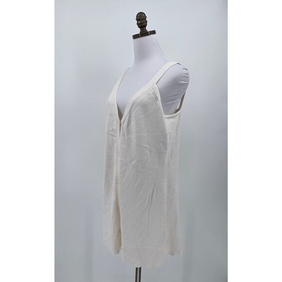 Dolce Cabo Vintage Womens White Knit Cotton V Neck Button Tunic Top Sz M NEW - Picture 3 of 7